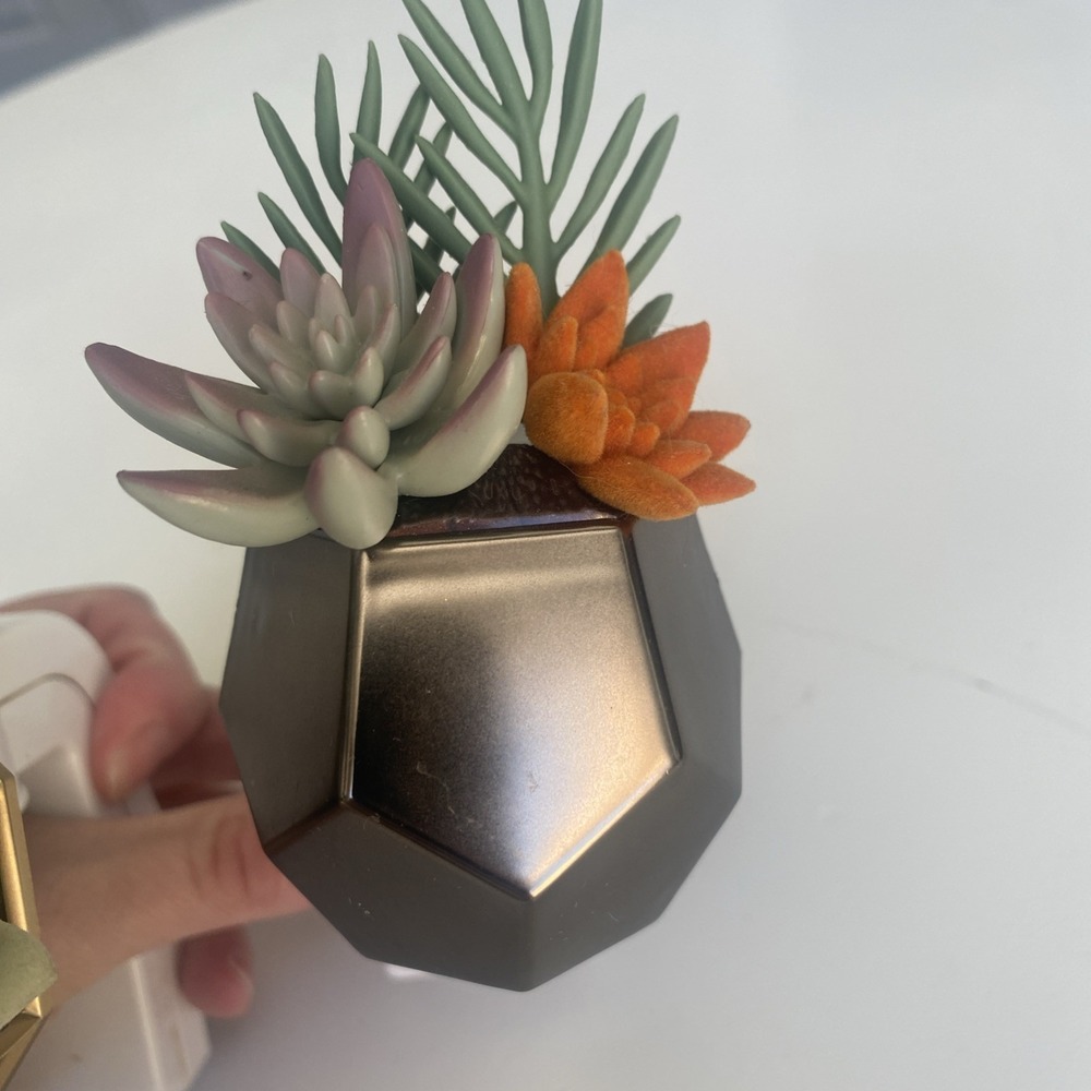 Bath & Body Works SUCCULENT GEOMETRIC PLANTER Wallflower Plug In Holder Set Of 2 - Picture 2 of 12